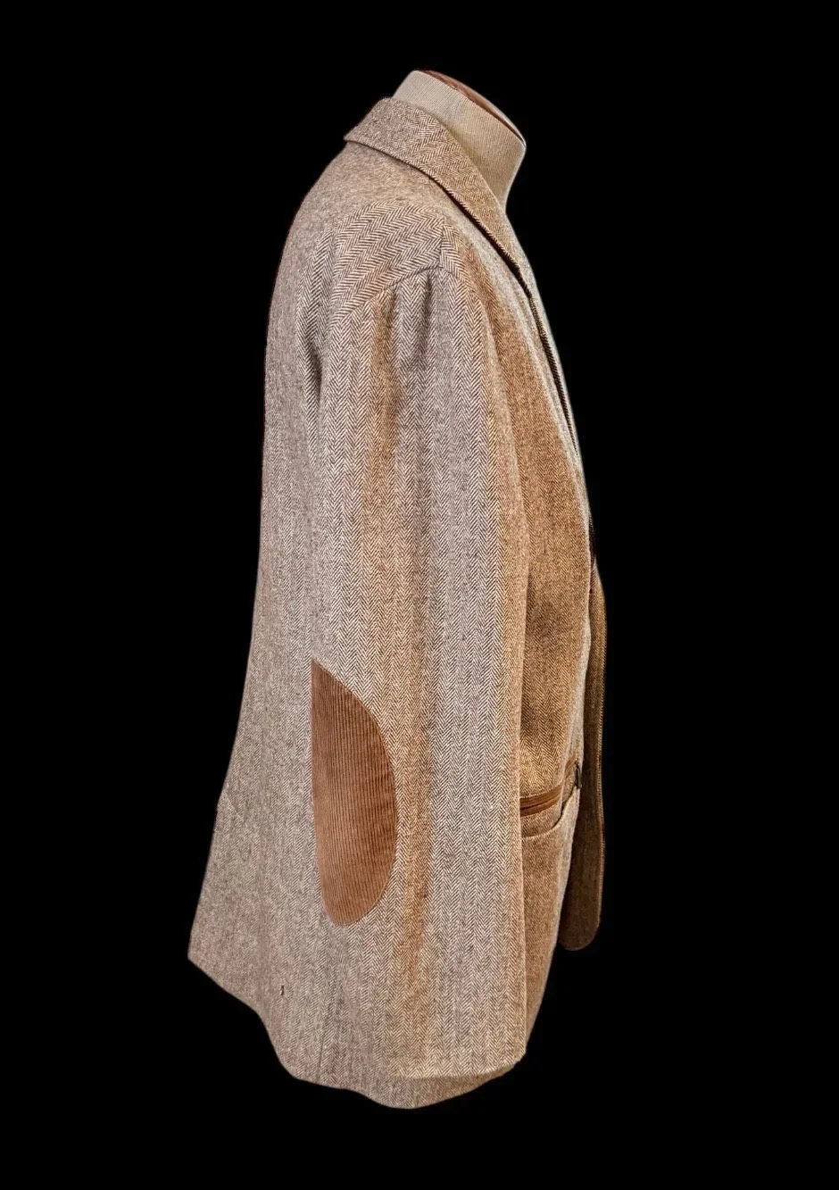 Tommy Bahama Brown Wool Blend Herringbone Tweed Blazer Elbow Patches 2 Btn Large
